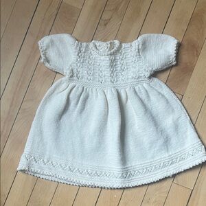 Vintage Hand Knit Cream Baby Dress